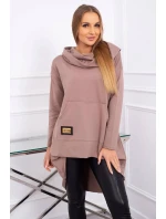 Mikina s dlouhými zády a kapucí mocca Mikina s dlouhými zády a kapucí mocca