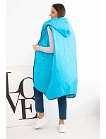 Dámská prošívaná vesta Plus Size s kapucí zapínaná na zip tyrkysová Dámská prošívaná vesta Plus Size s kapucí zapínaná na zip tyrkysová