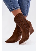 Dámské otevřené kotníkové boty na podpatku hnědé Rivorina