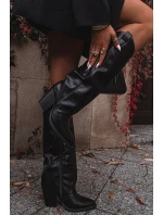 Dámské zateplené kovbojské kozačky na sloupkovém podpatku Mavine – černé Dámské zateplené kovbojské kozačky na sloupkovém podpatku Mavine – černé