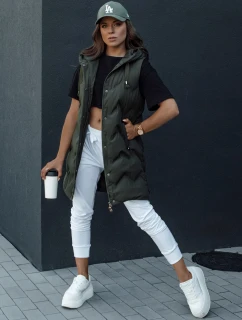 Dámská prošívaná vesta s kapucí TAMIRA zelená FashionStreet TY4533