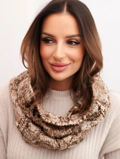Dámský pletený měkký melírovaný zimní šál KN25 camelový