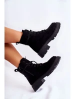 Dámské semišové kozačky zavazované Černá Vanita Dámské semišové kozačky zavazované Černá Vanita