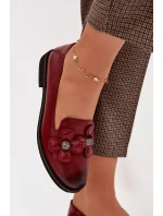 Dámské polobotky na plochém podpatku s ozdobnými květinami Bordó Tavillette