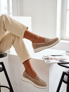 Dámské krajkové mokasíny Sergio Leone MK097H zlaté