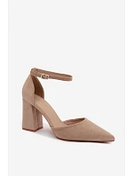 Lodičky na podpatku z imitace semiše béžové Selvra