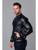 Černá pánská bunda typu "bomber" z ekokůže (11Z8015) Černá pánská bunda typu "bomber" z ekokůže (11Z8015)