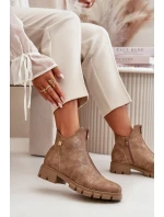 Zateplené dámské botky s odřením z eko kůže hnědo-zlaté Verietta Zateplené dámské botky s odřením z eko kůže hnědo-zlaté Verietta