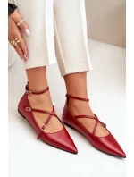 Dámské baleríny se špičatými prsty a křížovými pásky bordové Violra