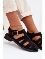 Dámské Římské Sandály Černé Janessa se Zlatým Přezkou