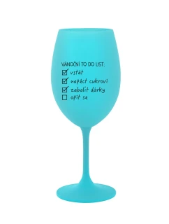 VÁNOČNÍ TODO LIST - tyrkysová sklenice na víno 350 ml