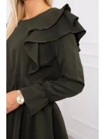 Šaty se svislými volány khaki Šaty se svislými volány khaki