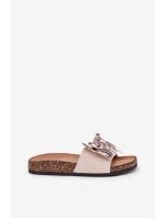 Dámské pantofle s mašlí na korkové platformě béžové Lisandrea