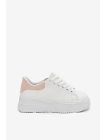 Dámské tenisky na platformě z imitace kůže bílo-bežové Calinae