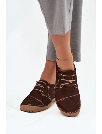 Dámské kožené polobotky s prošitím Artiker – hnědé