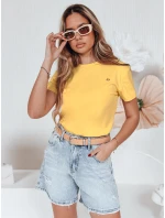 Dámské žebrované tričko SMILE FOR YOU žluté FashionStreet RY2908