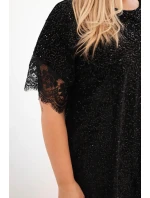 Dámská Plus Size šaty s flitry a krajkovým zakončením černá Dámská Plus Size šaty s flitry a krajkovým zakončením černá