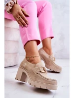 Elegantní boty se zlatým zdobením Světle béžová Harmell