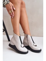 Lakovane Boty Na Klínu Zateplené D&A MR880-136 Světle šedé Lakovane Boty Na Klínu Zateplené D&A MR880-136 Světle šedé