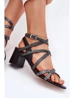 Kožené Dámské Sandály S Pásky Na Podpatku Maciejka 06969-01 Černé