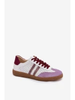Kožené síťované dámské tenisky Zazoo N1318 bílo-fialové