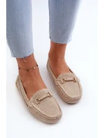 Dámské prolamované mokasíny s ozdobou, béžová Kaydance