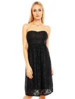 Společenské dámské šaty krajkové bez ramínek černé - Černá - MAYAADI