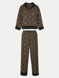 Dámské pyžamo YI90017 202 hnědé s potiskem - DKNY