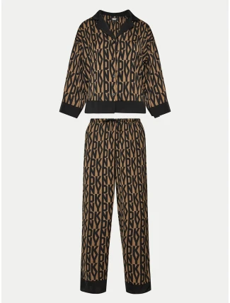 Dámské pyžamo YI90017 202 hnědé s potiskem - DKNY