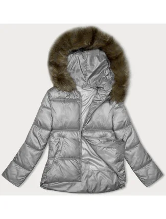 Šedá dámská bunda se střihem bubliny S'west (B8190-9)