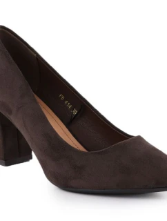 Dámské čokoládové semišové lodičky na jehlovém podpatku Sergio Leone PB414