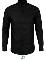 NEOBLU Blaise Men Mikro keprová košile s dlouhým rukávem 24.3182 deep black