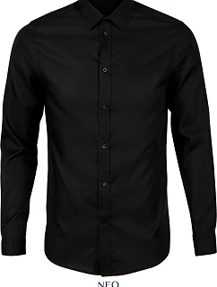 NEOBLU Blaise Men Mikro keprová košile s dlouhým rukávem 24.3182 deep black