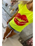 Halenka s potiskem rtů žlutá neon+červená Halenka s potiskem rtů žlutá neon+červená