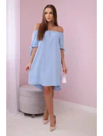 Šaty svázané na rukávech modré