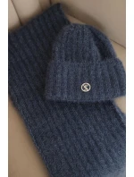 Dámská souprava čepice a dlouhý šátek z měkké příze jeansový Dámská souprava čepice a dlouhý šátek z měkké příze jeansový