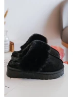 Dětské pantofle s kožešinou černé Birasta