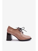 Dámské lakované polobotky na podpatku béžové Nelione Dámské lakované polobotky na podpatku béžové Nelione