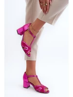 Dámské kožené sandály na podpatku Maciejka 06551-15 Fuksie