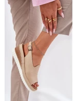 Dámské kožené sandály na klínu Artiker 56C0919 béžové