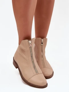 Kožené Boty Na Zip Béžové Zazoo 2785/079