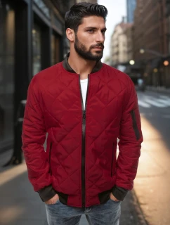 Pánská prošívaná bunda bomber vínová TX2209