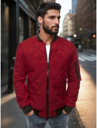 Pánská prošívaná bunda bomber vínová TX2209