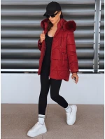 Dámská prošívaná zimní bunda s kapucí FashionStreet bordó TY5329 Dámská prošívaná zimní bunda s kapucí FashionStreet bordó TY5329