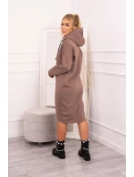 Šaty s kapucí a bočním rozparkem mocca Šaty s kapucí a bočním rozparkem mocca
