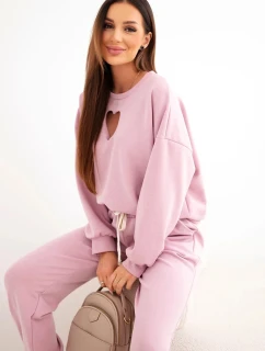 Dámský komplet srdíčkový výřez tmavě růžový