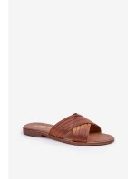 Kožené Dámské Pantofle Lewski Shoes 3682 Camel