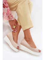 Dámské Sandály Na Klínu Z Eko Semiše Světle Béžové Velira Dámské Sandály Na Klínu Z Eko Semiše Světle Béžové Velira