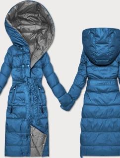 Světle modro-šedá oboustranná zimní bunda s páskem Minority (M2-6519-30+61)