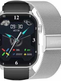 Dámské chytré hodinky GRAVITY GT28-9 řemínek + náramek Black Silver